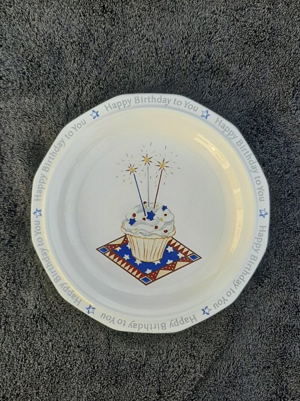 Pfaltzgraff Patriotic "Happy Birthday to You" - 8 inch Salad Dessert Plate